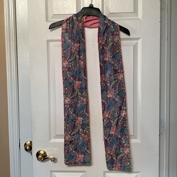 VTG Pink Cottagecore Flora Floral Print Oblong Scarf - Picture 4 of 5